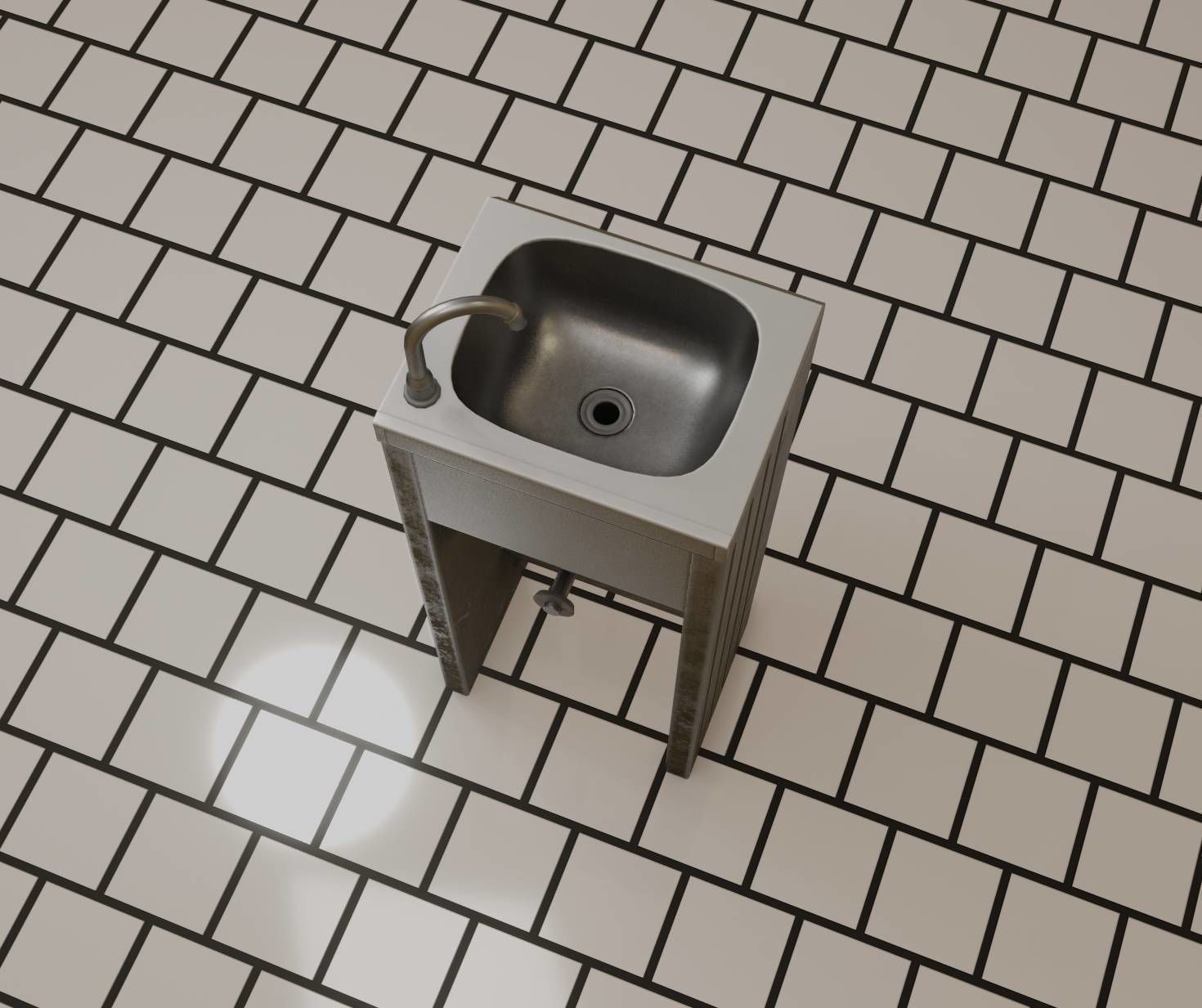 Public Metal Sink - 10 - Simple Compact Low-poly 3D model_59