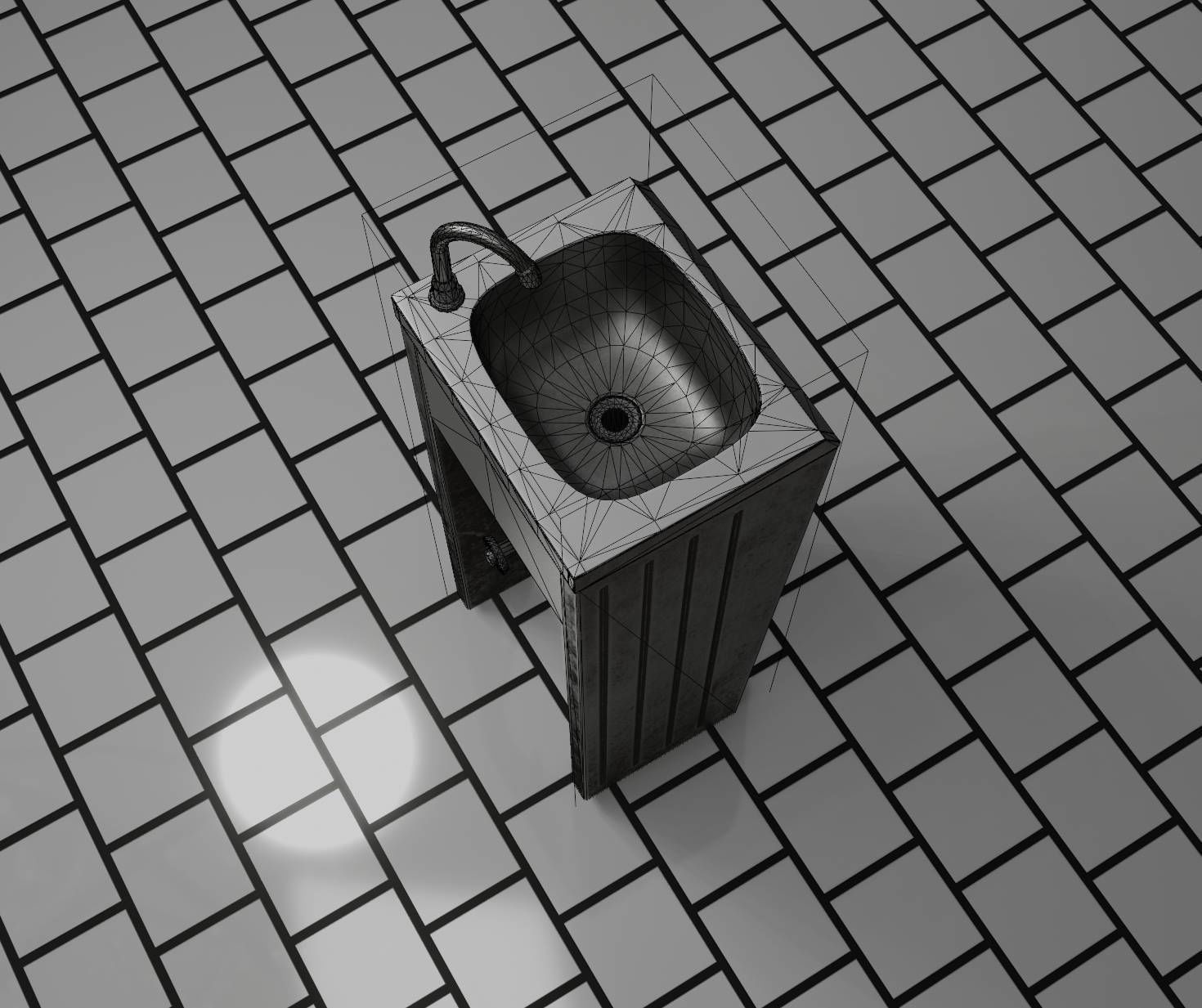 Public Metal Sink - 10 - Simple Compact Low-poly 3D model_28