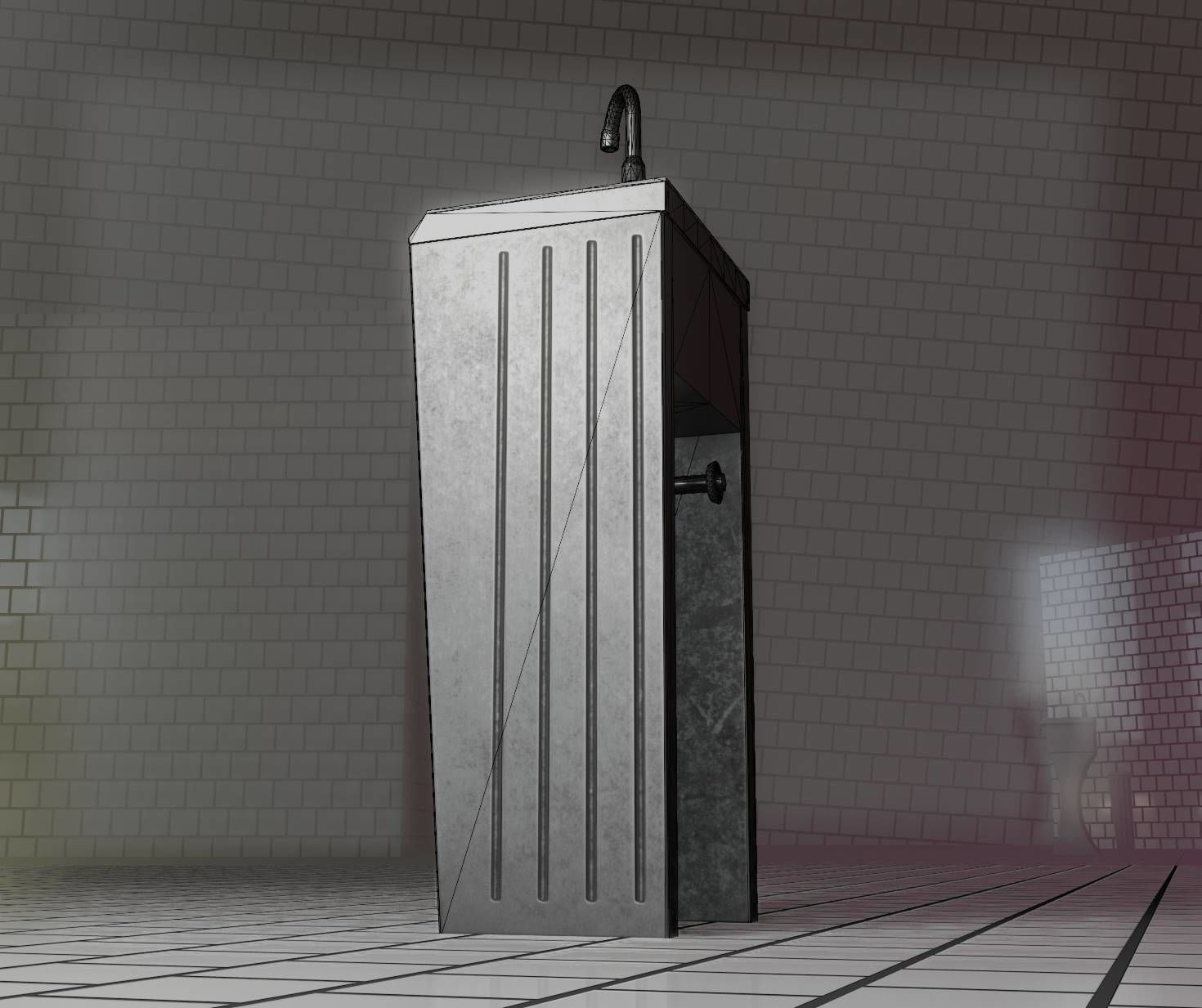 Public Metal Sink - 10 - Simple Compact Low-poly 3D model_21