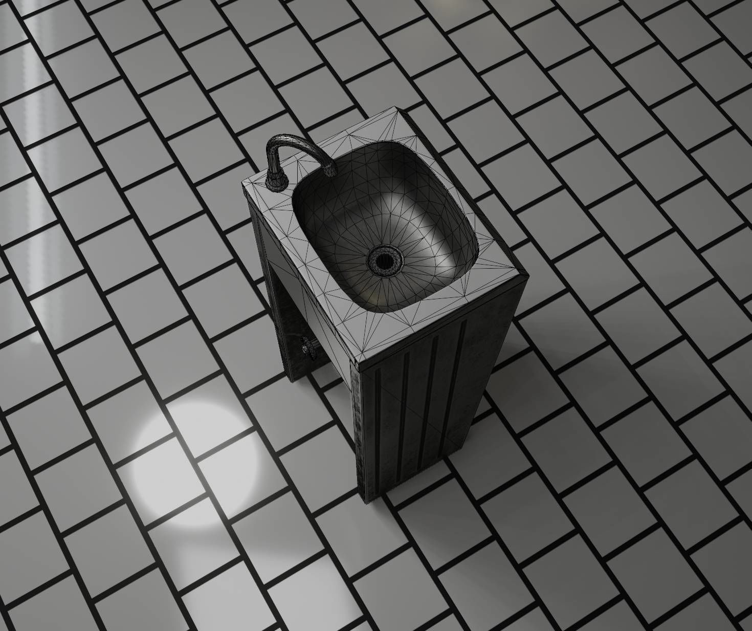 Public Metal Sink - 10 - Simple Compact Low-poly 3D model_89