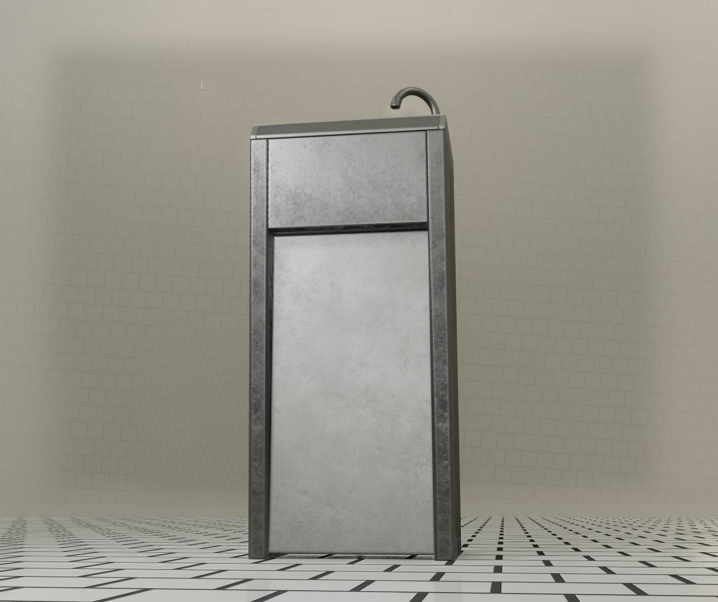 Public Metal Sink - 10 - Simple Compact Low-poly 3D model_54