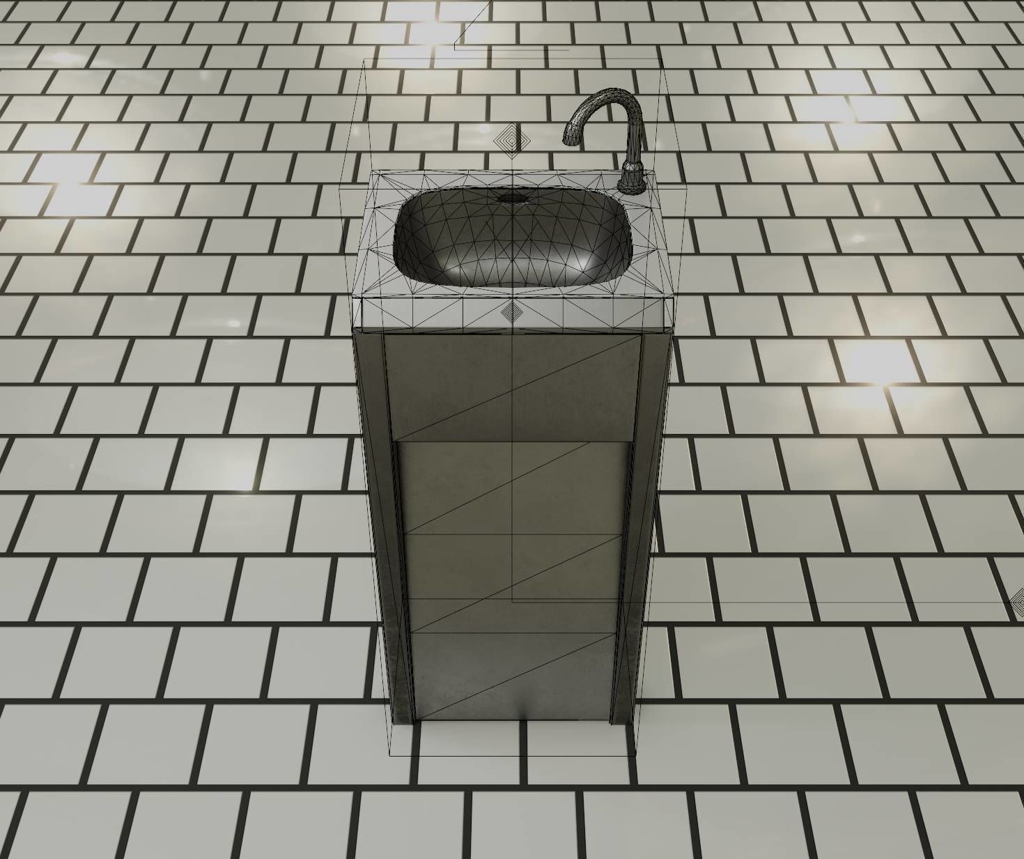 Public Metal Sink - 10 - Simple Compact Low-poly 3D model_69
