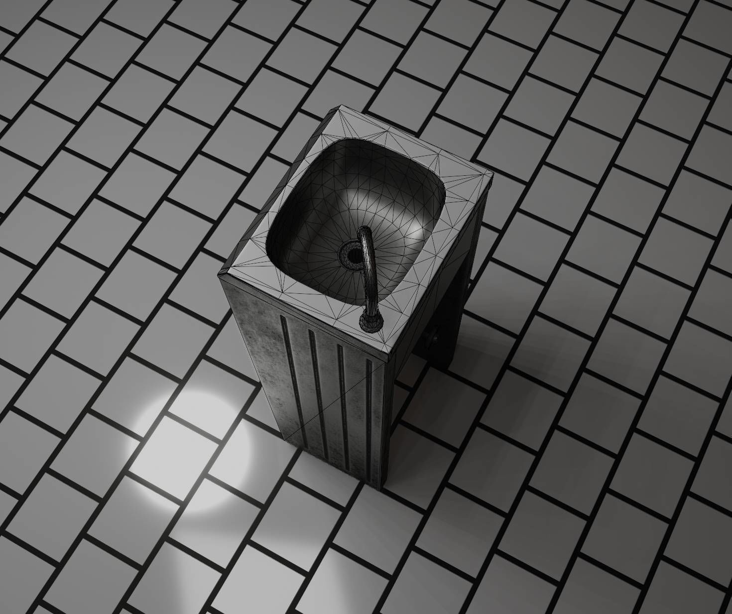 Public Metal Sink - 10 - Simple Compact Low-poly 3D model_92