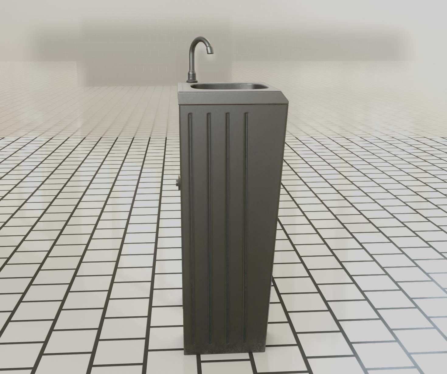 Public Metal Sink - 10 - Simple Compact Low-poly 3D model_17