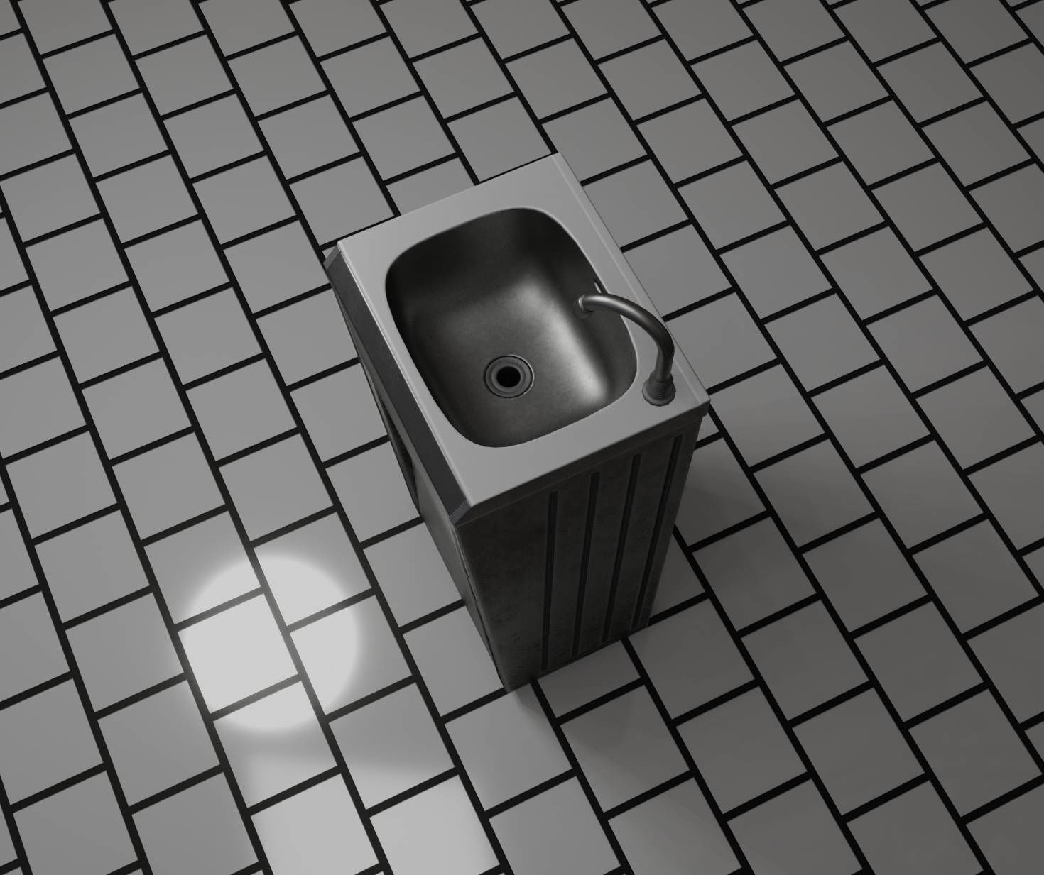 Public Metal Sink - 10 - Simple Compact Low-poly 3D model_93