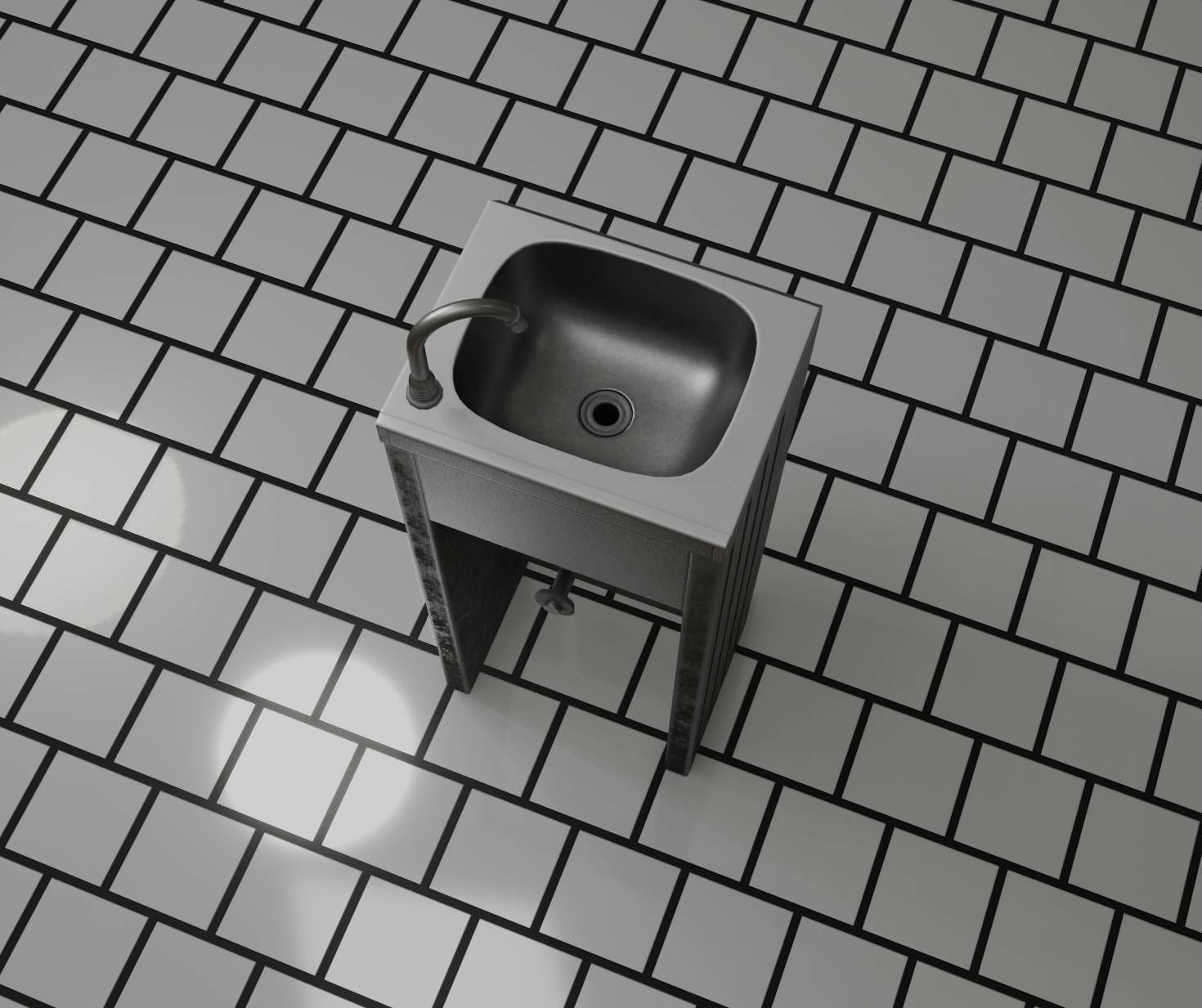 Public Metal Sink - 10 - Simple Compact Low-poly 3D model_27