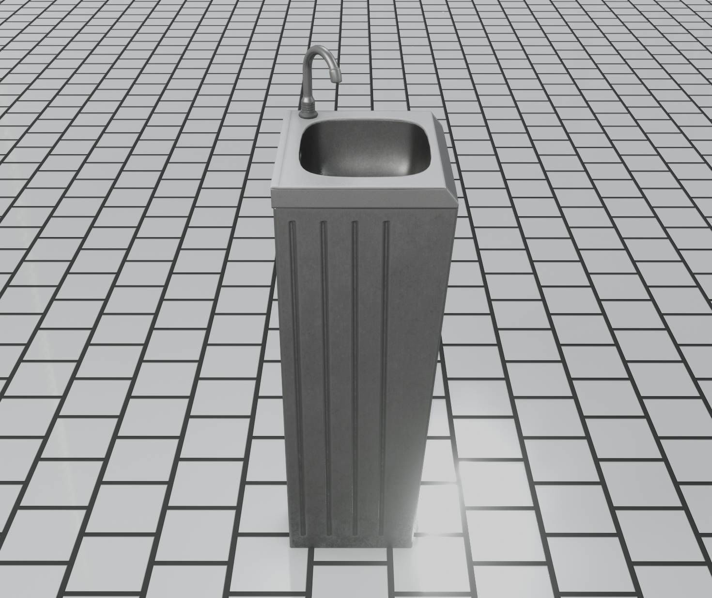Public Metal Sink - 10 - Simple Compact Low-poly 3D model_66