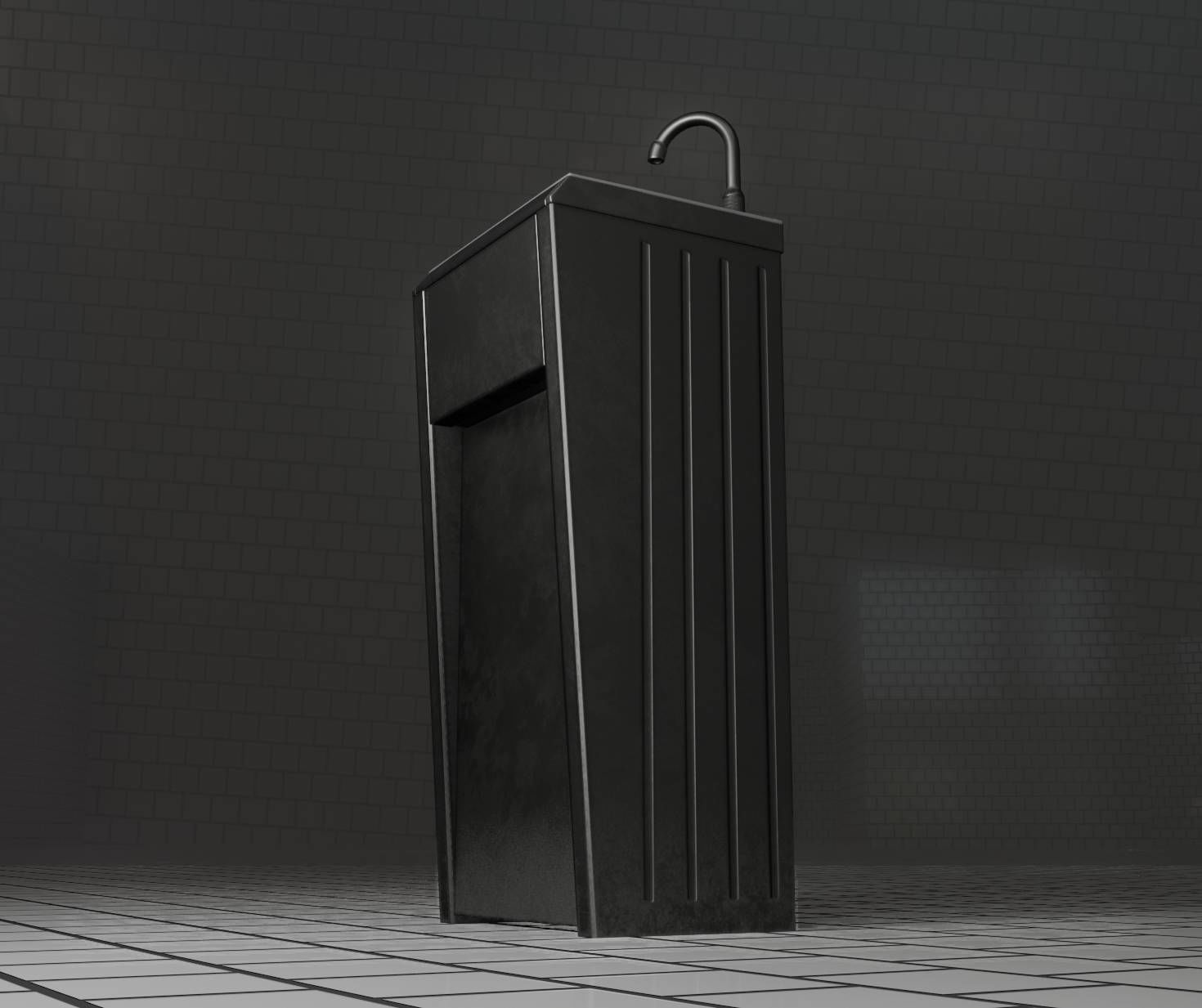 Public Metal Sink - 10 - Simple Compact Low-poly 3D model_22