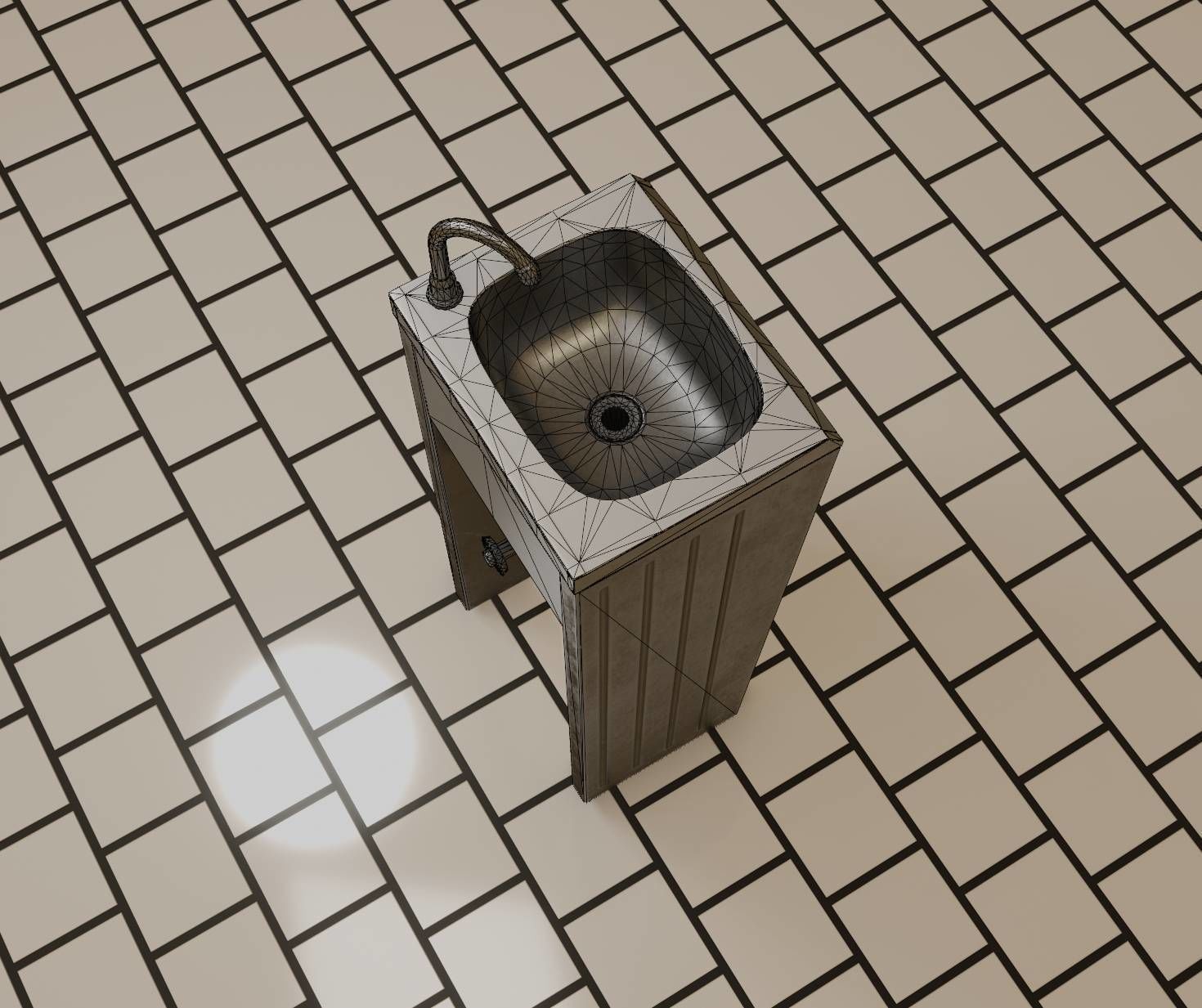 Public Metal Sink - 10 - Simple Compact Low-poly 3D model_58