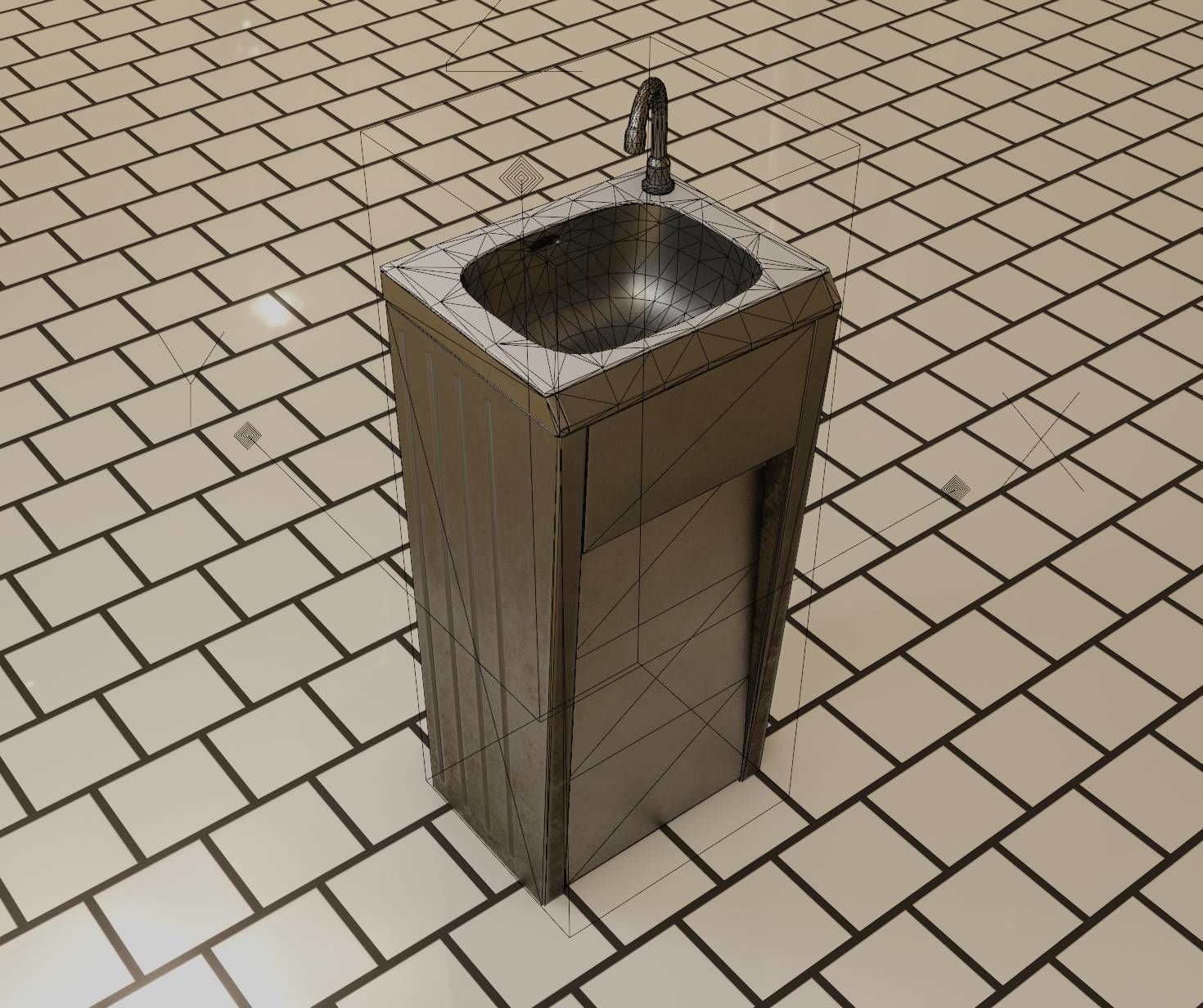 Public Metal Sink - 10 - Simple Compact Low-poly 3D model_70