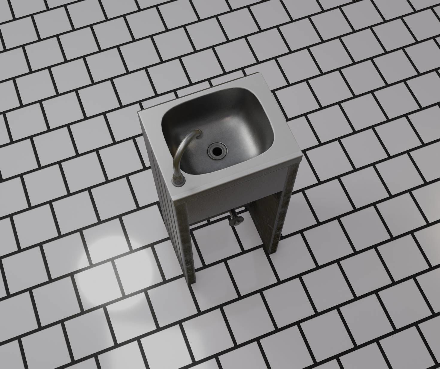 Public Metal Sink - 10 - Simple Compact Low-poly 3D model_60
