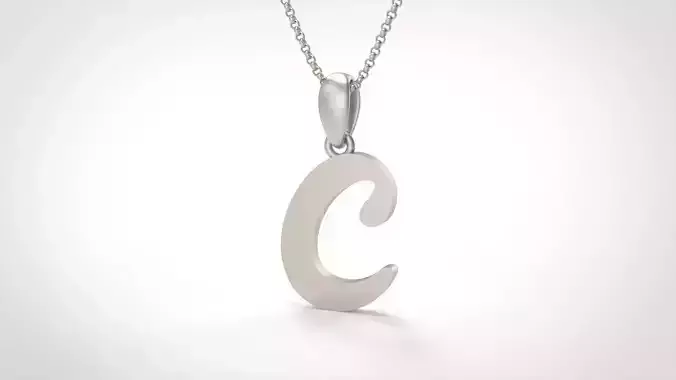 Model 446 Alphabets Necklace  The Letter C Necklace Winter Cat 3D print model
