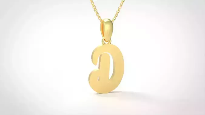 Model 447 Alphabets Necklace  The Letter D Necklace Winter Cat 3D print model