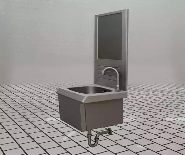 Public Metal Sink - 7 - with Mirror