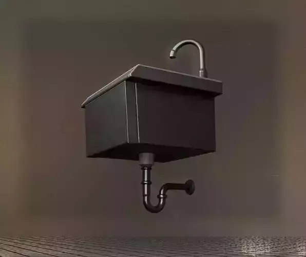 Public Metal Sink - 5 - Basic Frame  Low-poly 3D model