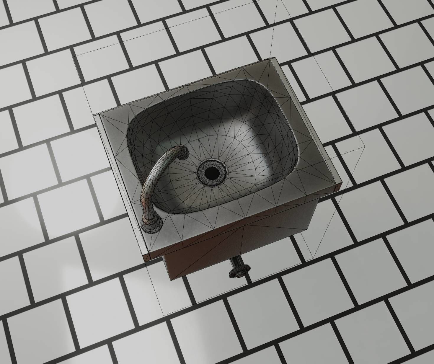 Public Metal Sink - 2 - Simple Low-poly 3D model_46