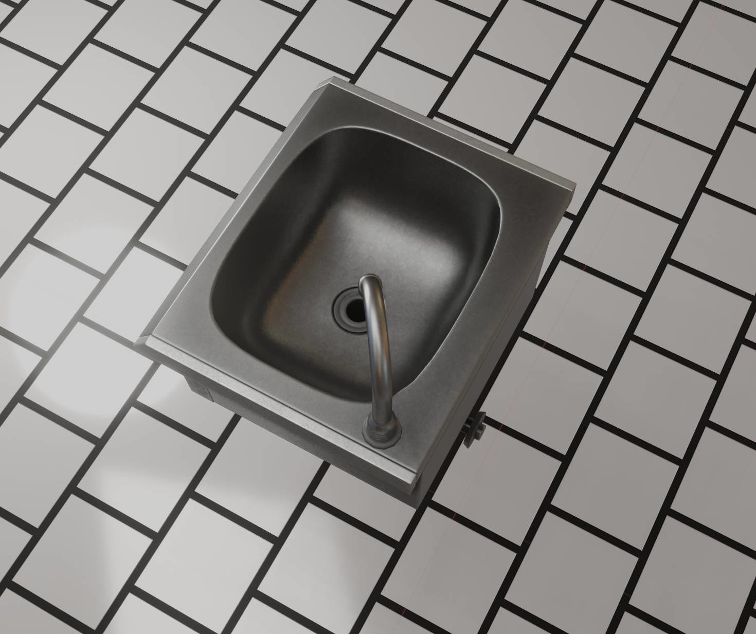 Public Metal Sink - 2 - Simple Low-poly 3D model_78