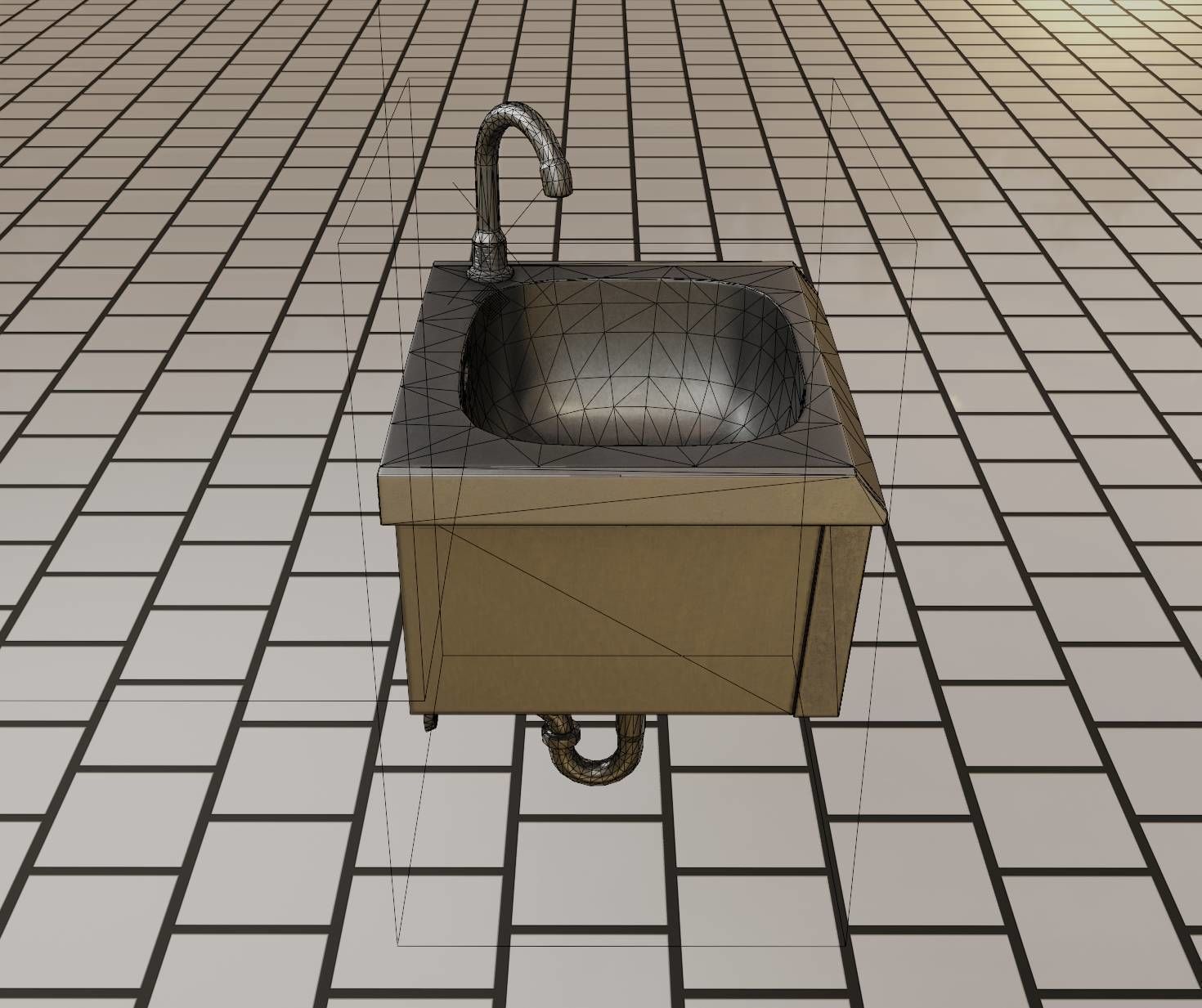 Public Metal Sink - 2 - Simple Low-poly 3D model_21