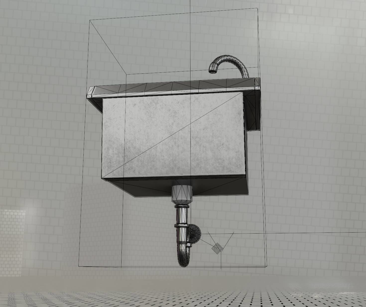 Public Metal Sink - 2 - Simple Low-poly 3D model_71