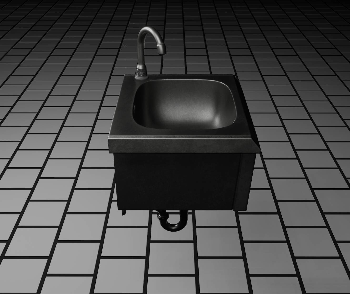 Public Metal Sink - 2 - Simple Low-poly 3D model_52