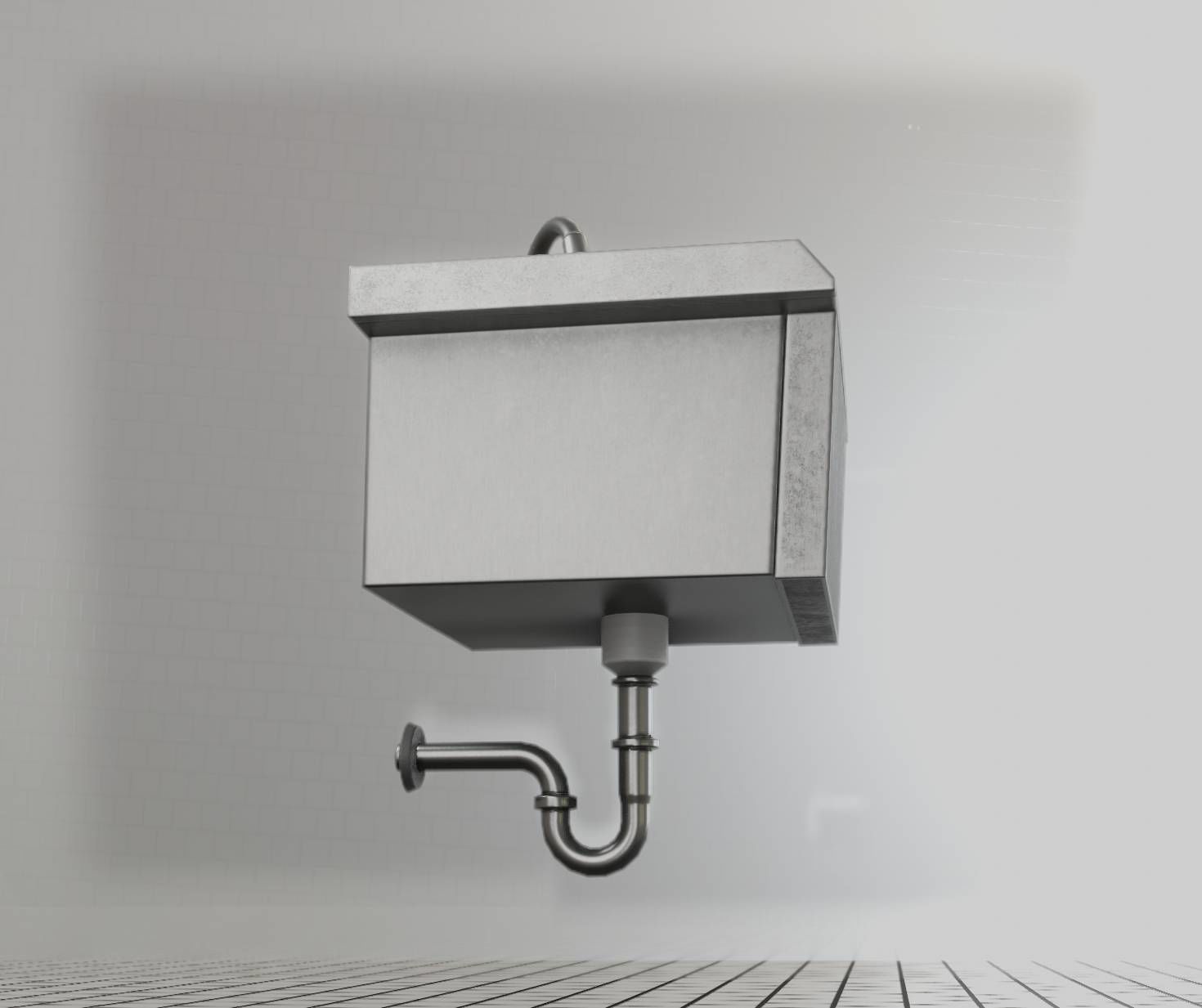 Public Metal Sink - 2 - Simple Low-poly 3D model_73