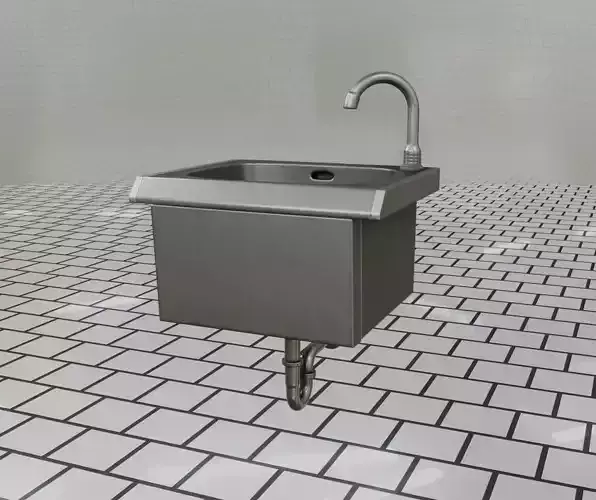 Public Metal Sink - 2 - Simple Low-poly 3D model