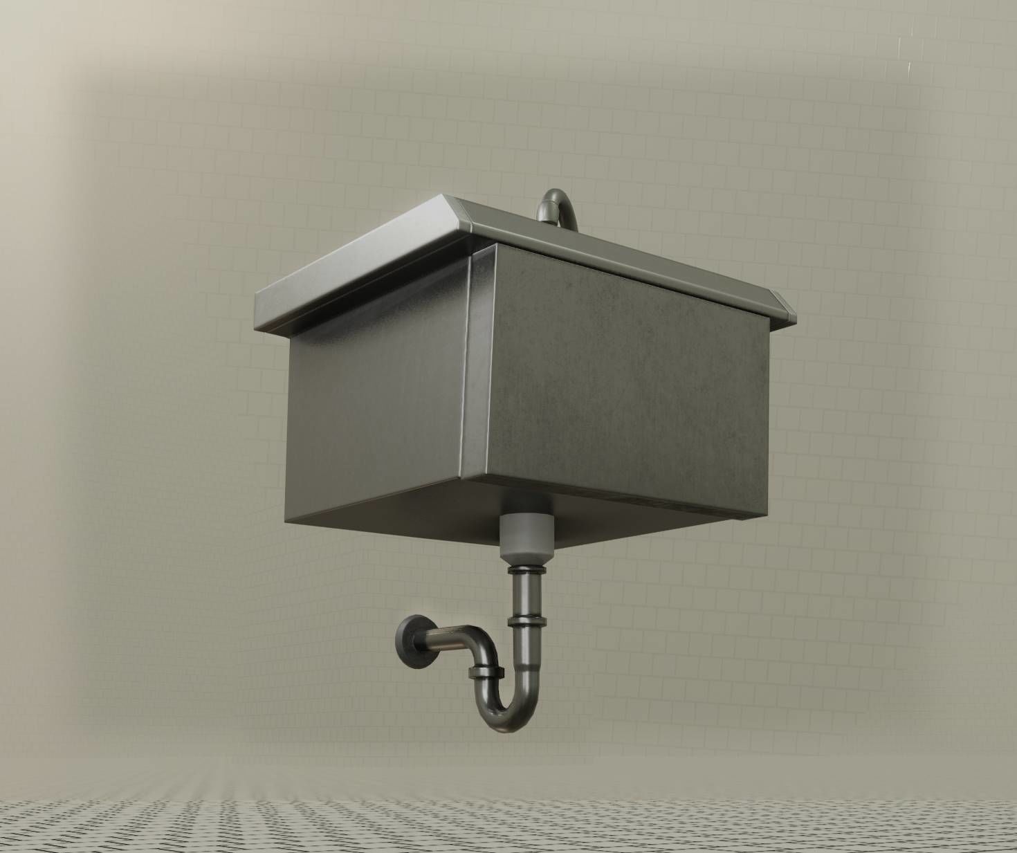 Public Metal Sink - 2 - Simple Low-poly 3D model_41