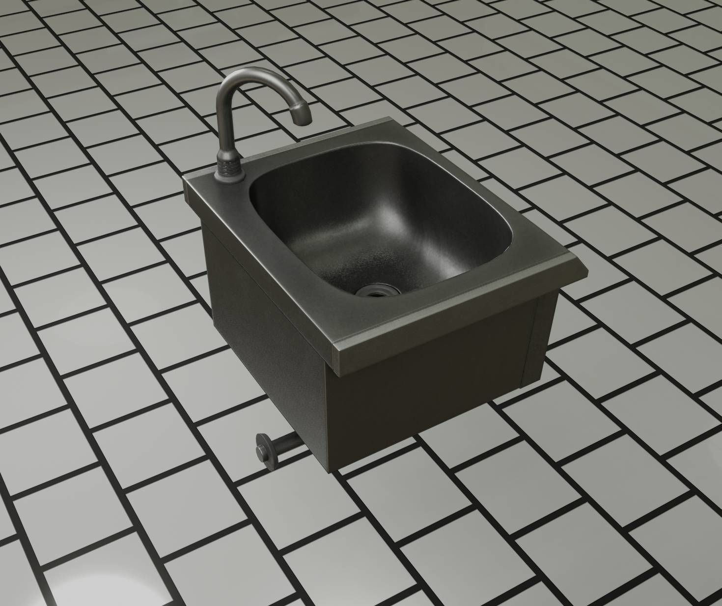 Public Metal Sink - 2 - Simple Low-poly 3D model_58