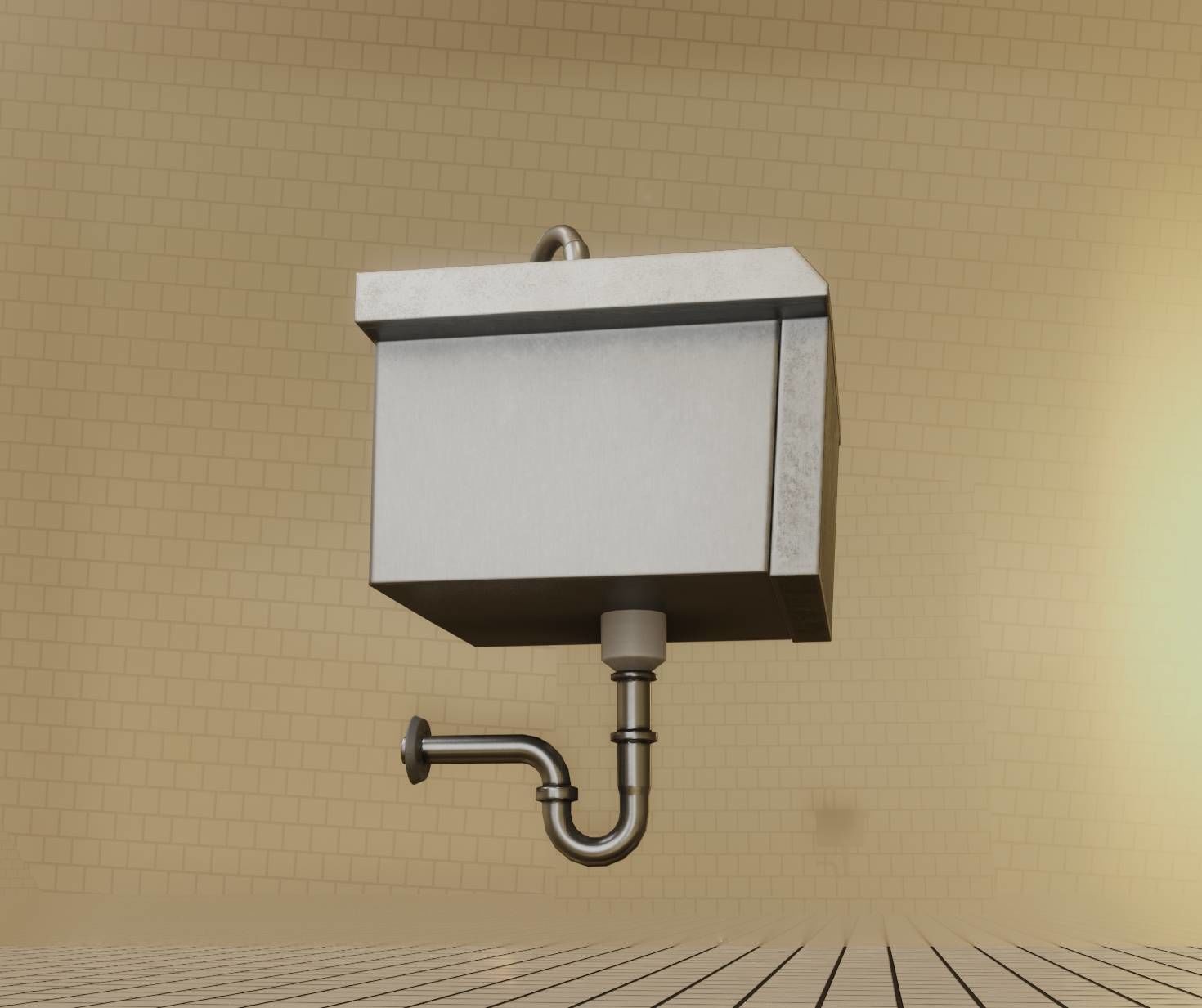 Public Metal Sink - 2 - Simple Low-poly 3D model_42