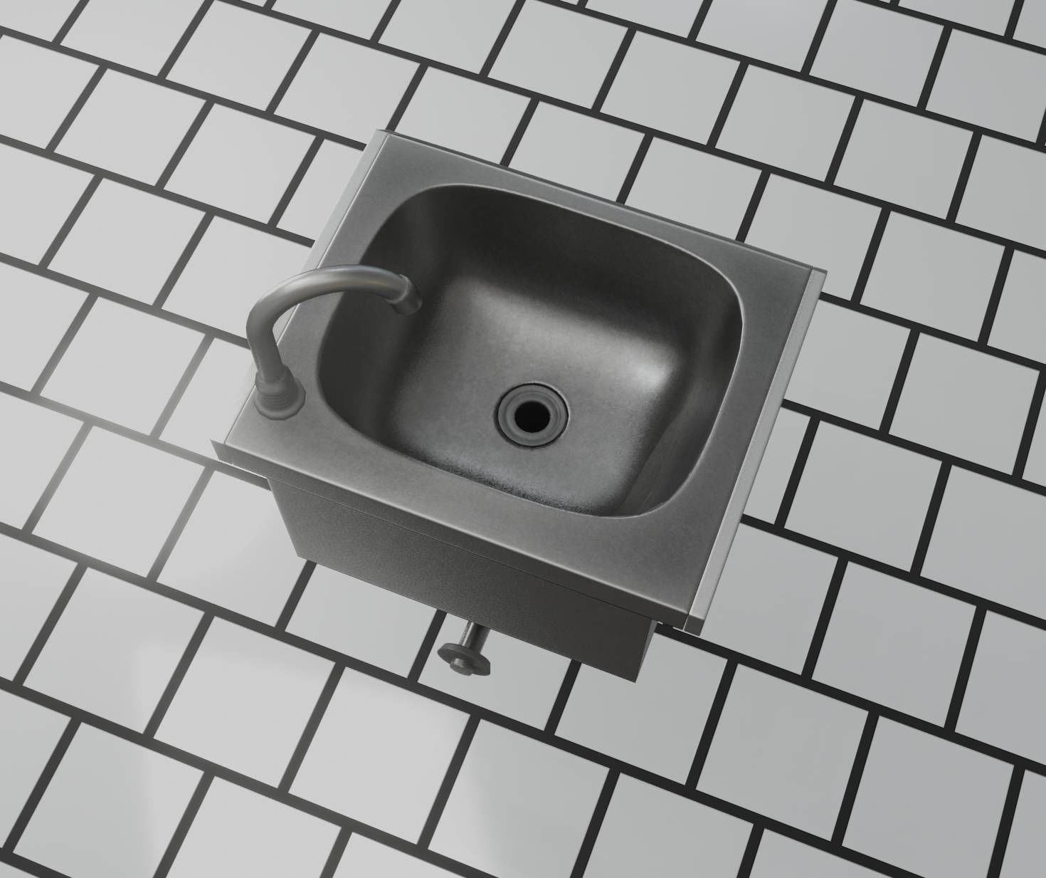 Public Metal Sink - 2 - Simple Low-poly 3D model_76