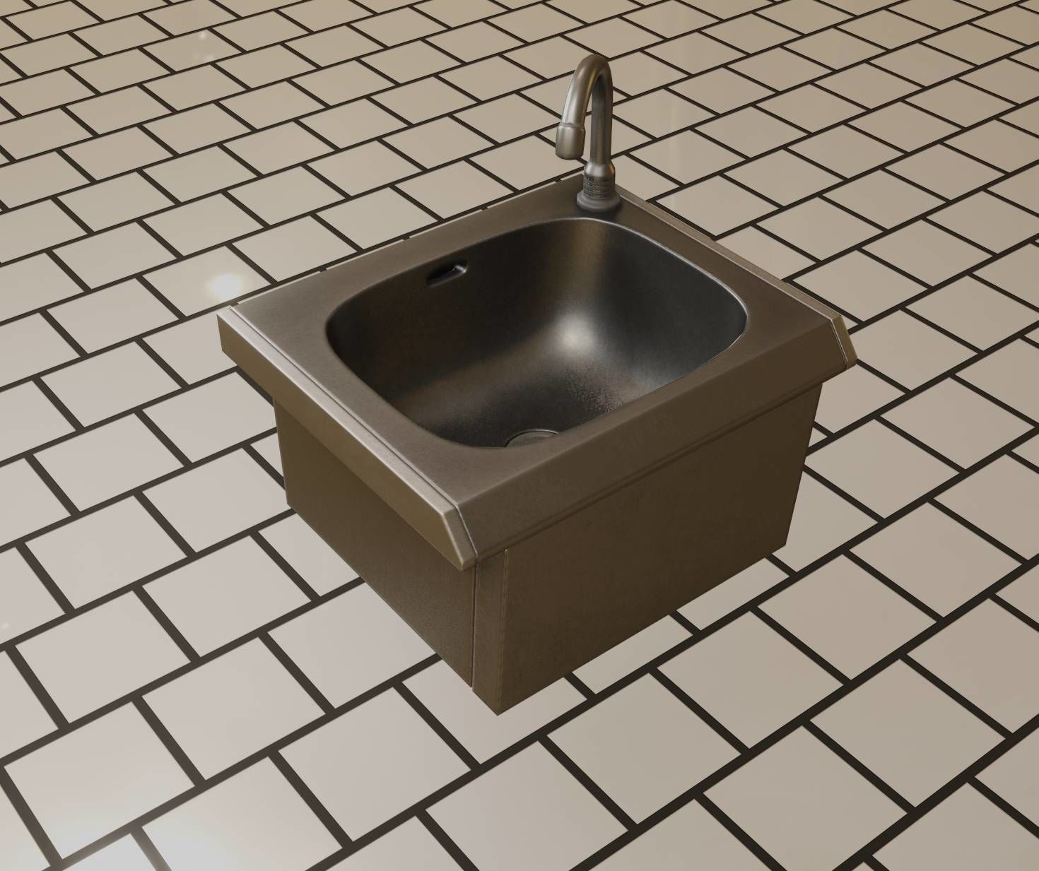 Public Metal Sink - 2 - Simple Low-poly 3D model_87