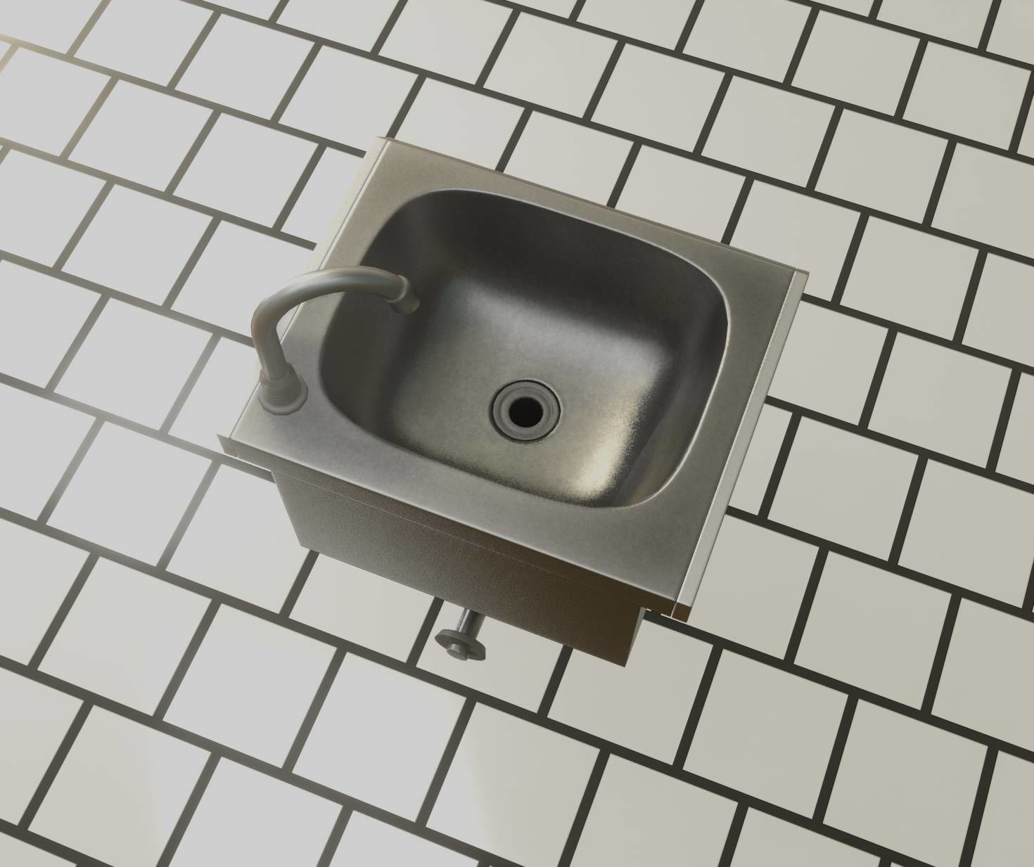 Public Metal Sink - 2 - Simple Low-poly 3D model_45