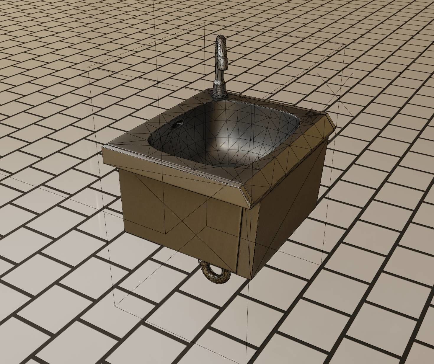 Public Metal Sink - 2 - Simple Low-poly 3D model_20