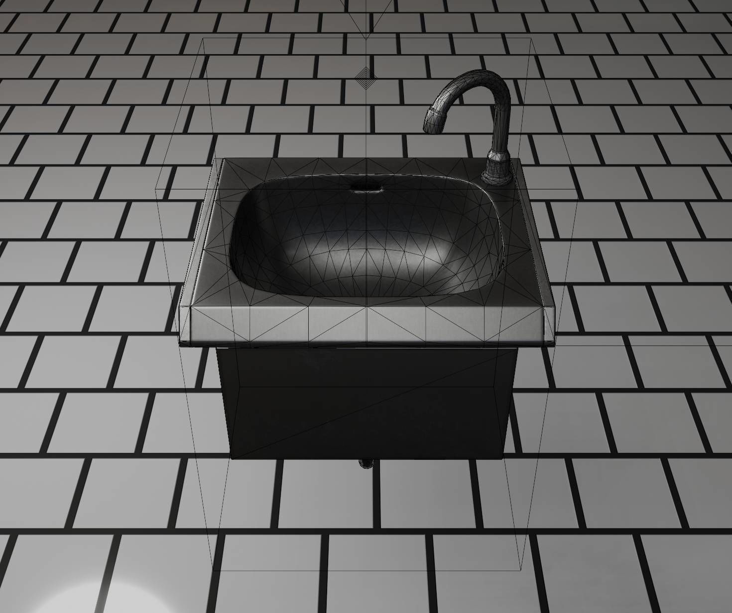 Public Metal Sink - 2 - Simple Low-poly 3D model_55