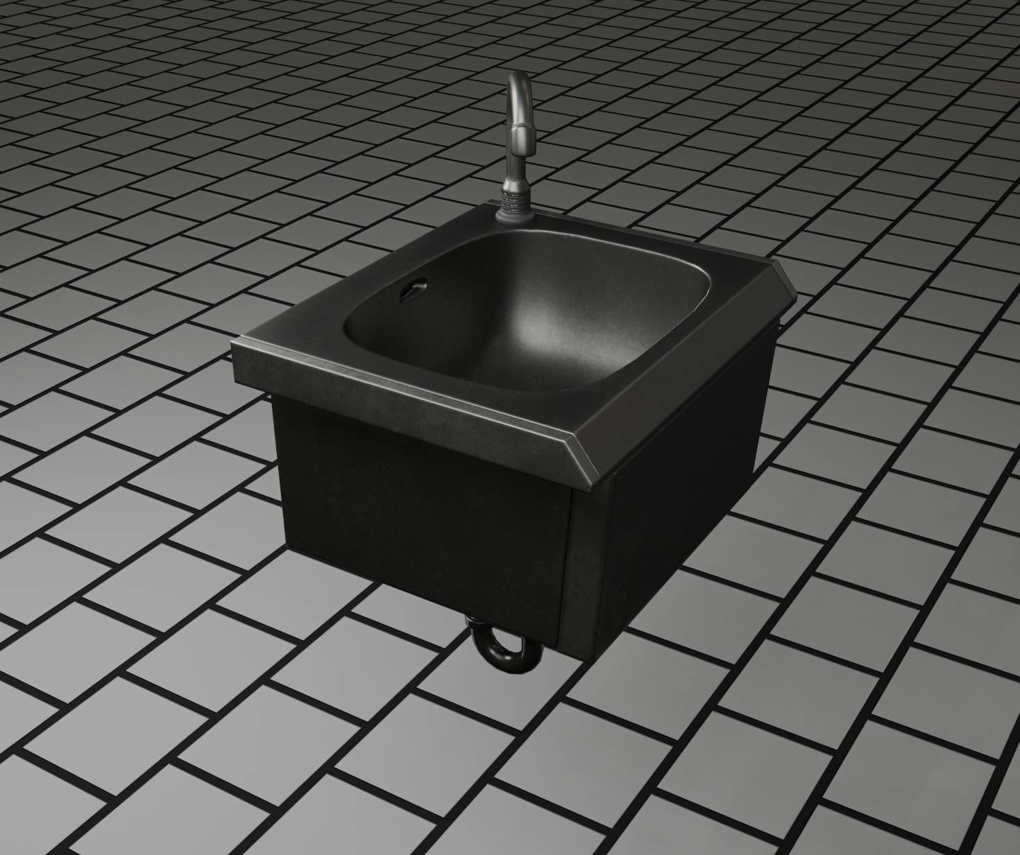 Public Metal Sink - 2 - Simple Low-poly 3D model_51