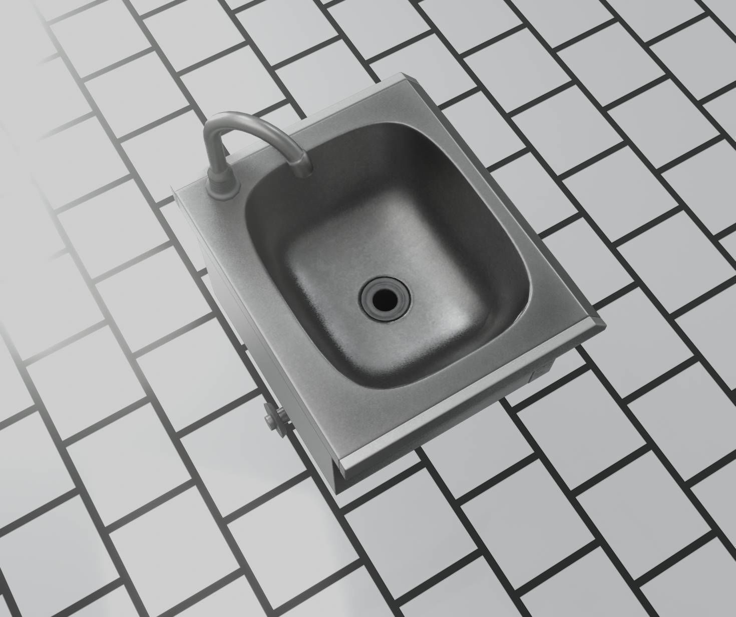 Public Metal Sink - 2 - Simple Low-poly 3D model_75