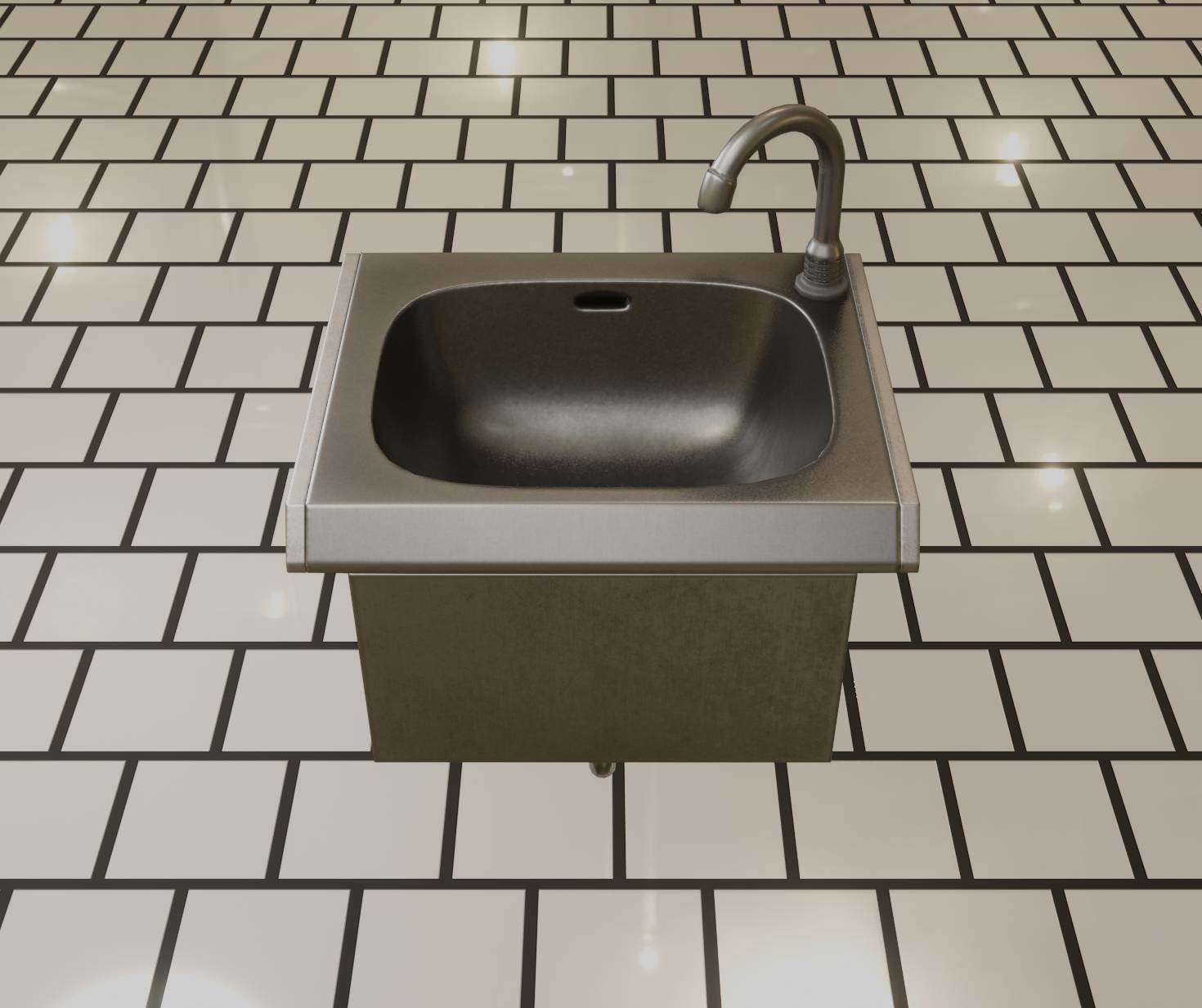 Public Metal Sink - 2 - Simple Low-poly 3D model_86