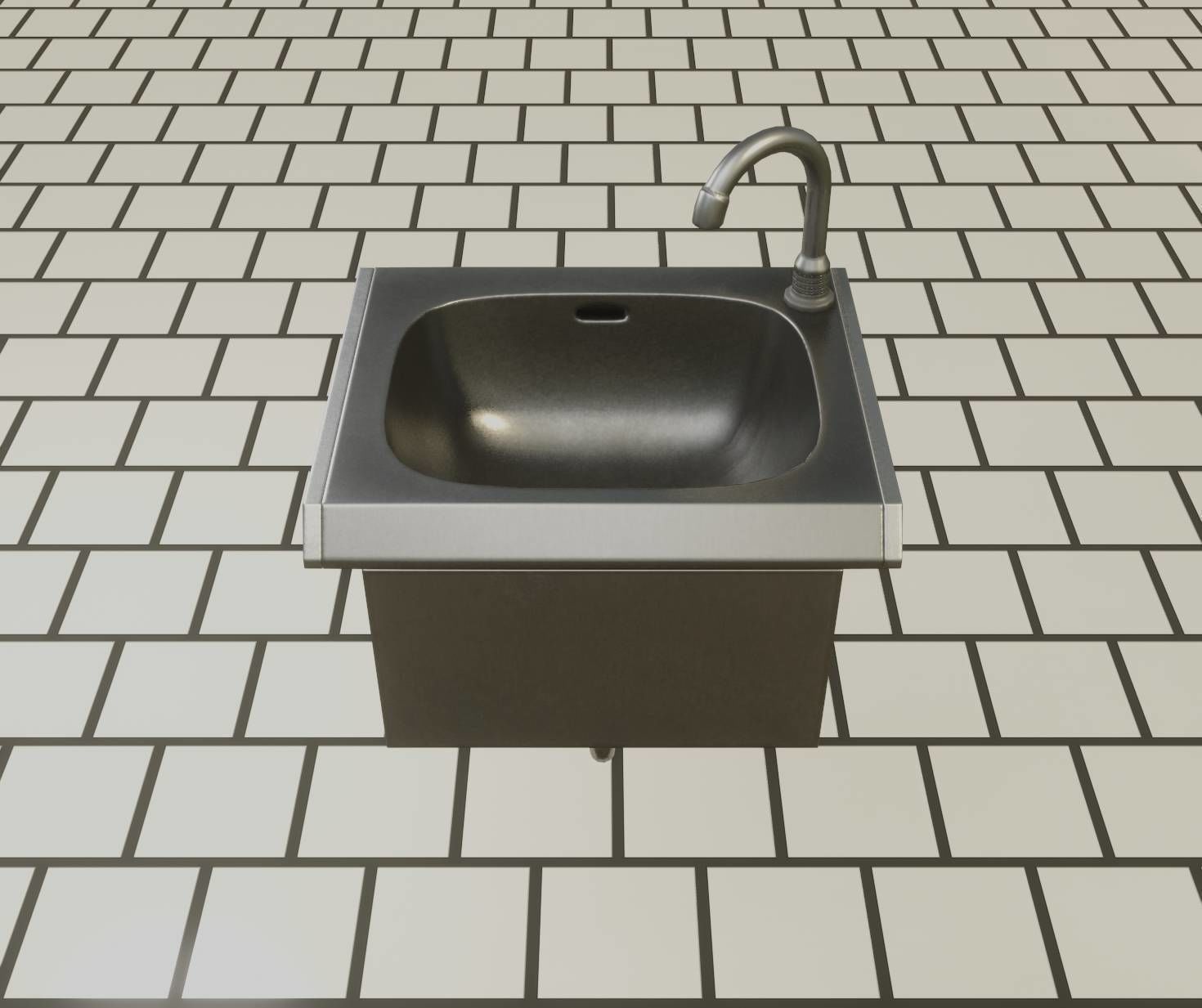 Public Metal Sink - 2 - Simple Low-poly 3D model_24