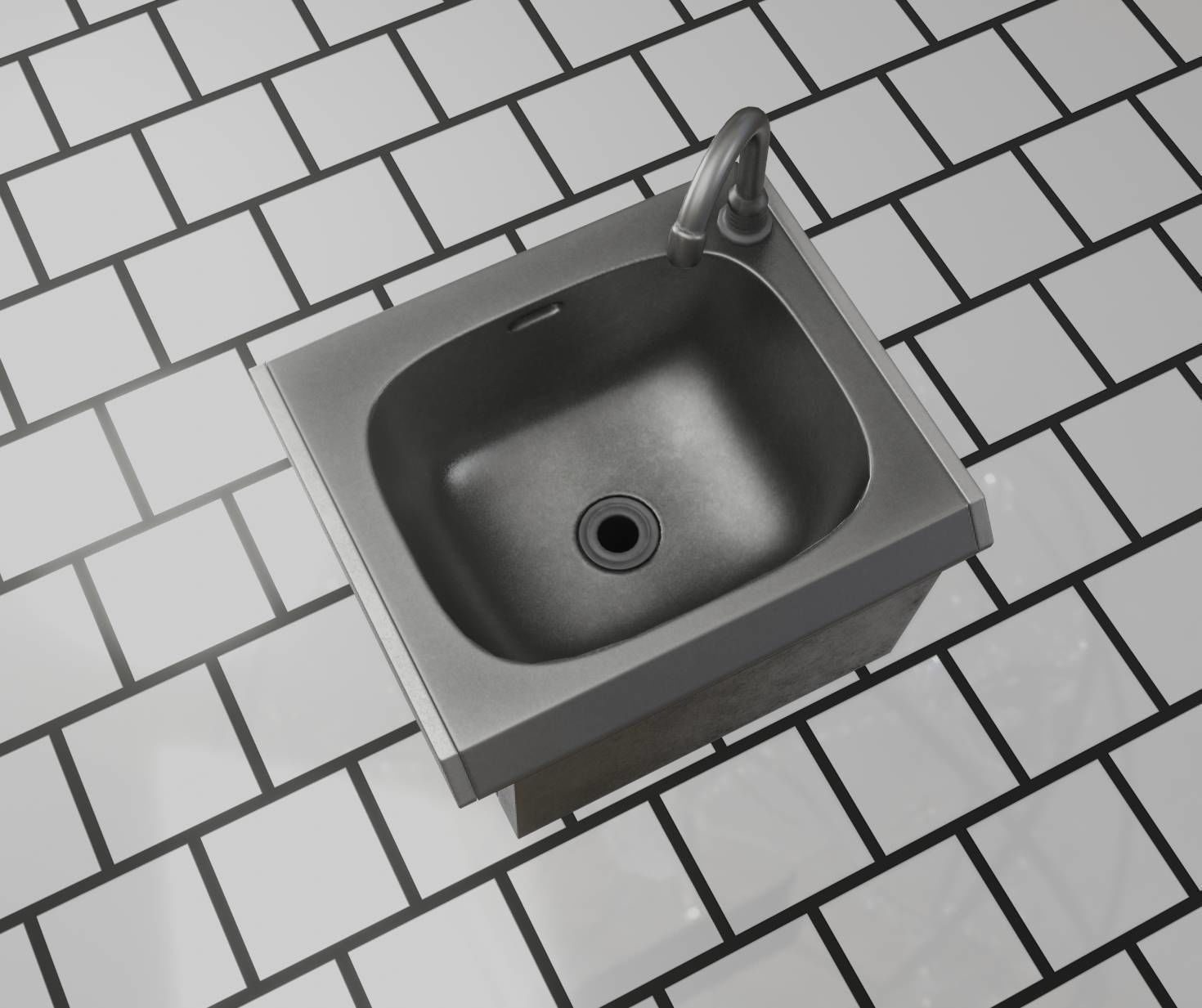 Public Metal Sink - 2 - Simple Low-poly 3D model_81