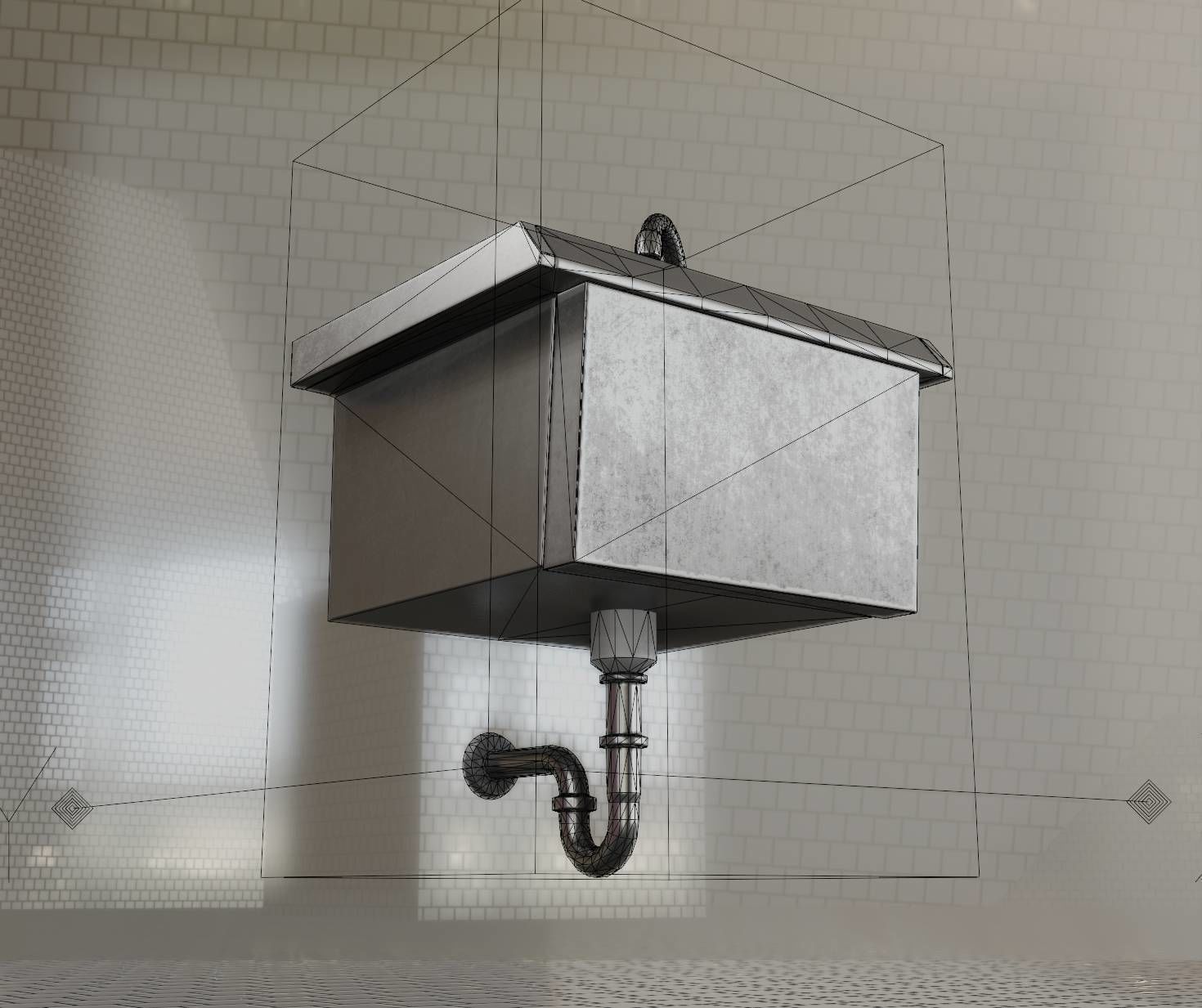 Public Metal Sink - 2 - Simple Low-poly 3D model_72