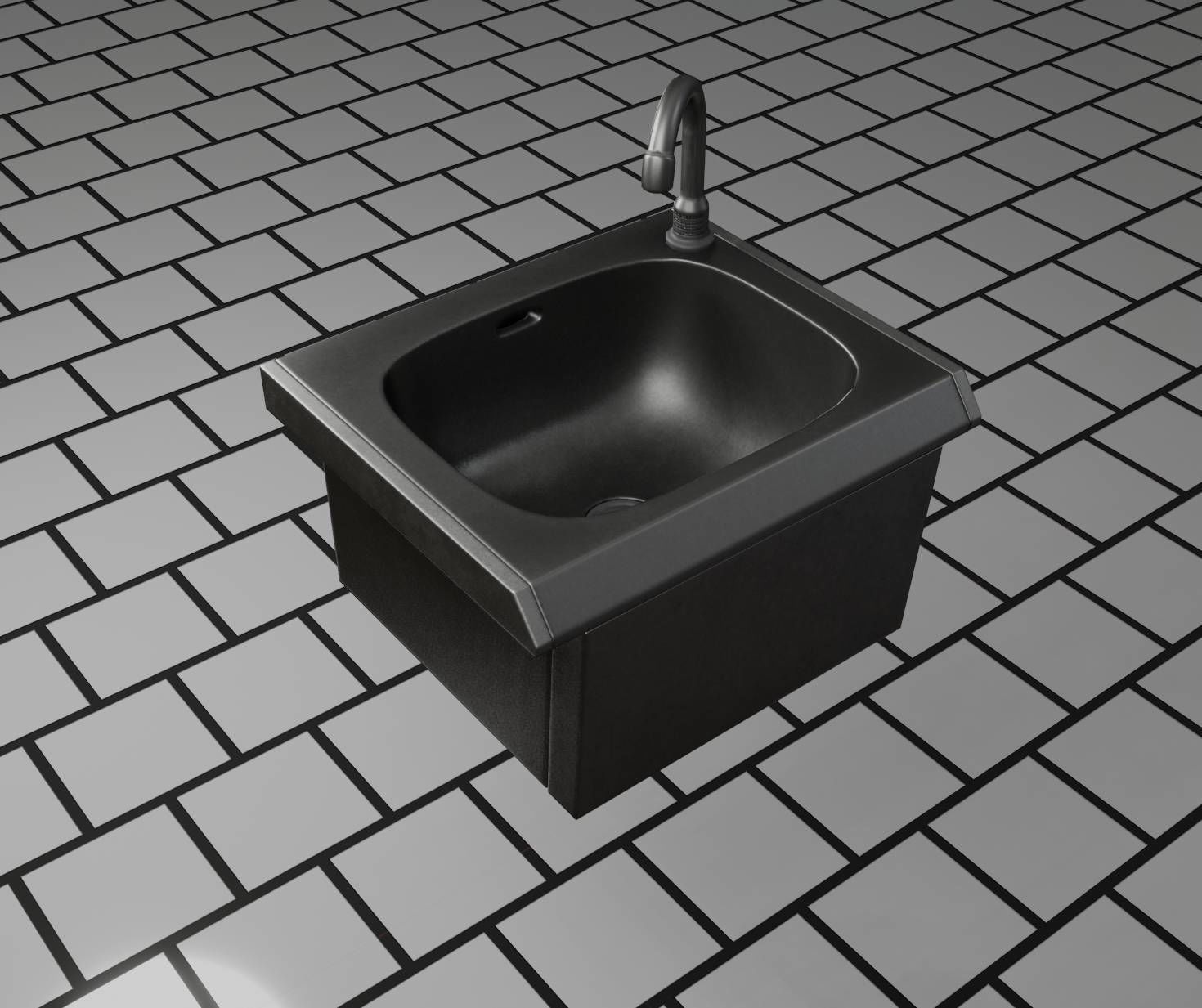 Public Metal Sink - 2 - Simple Low-poly 3D model_56