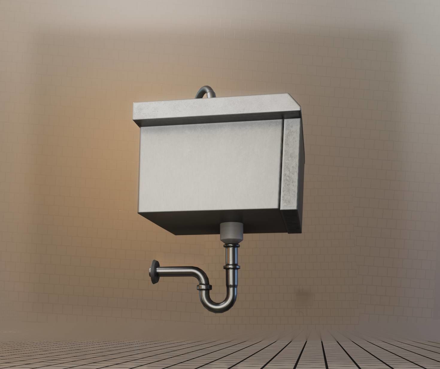 Public Metal Sink - 2 - Simple Low-poly 3D model_11