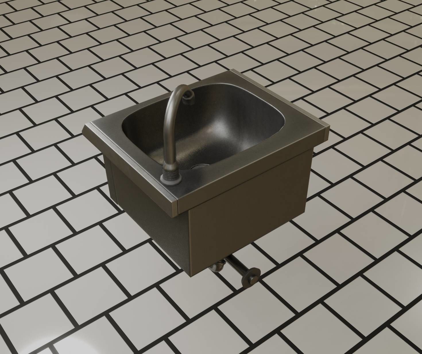 Public Metal Sink - 2 - Simple Low-poly 3D model_59