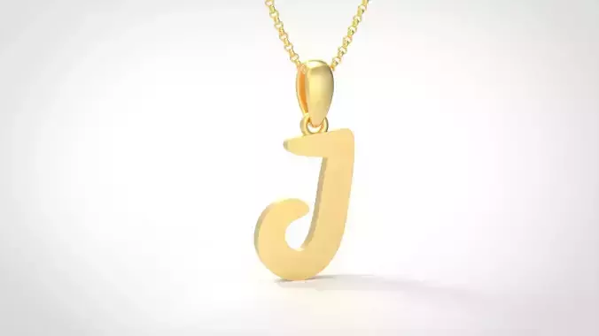 Model 453 Alphabets Necklace  The Letter J Necklace Winter Cat 3D print model