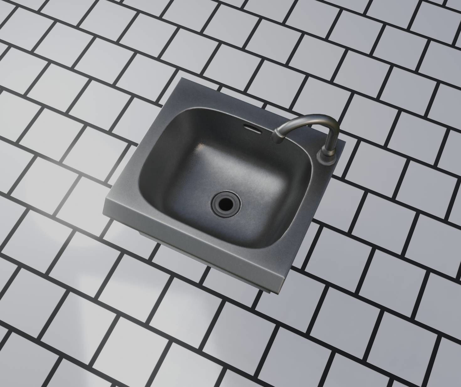 Public Metal Sink - 1 - Simple Low-poly 3D model_56