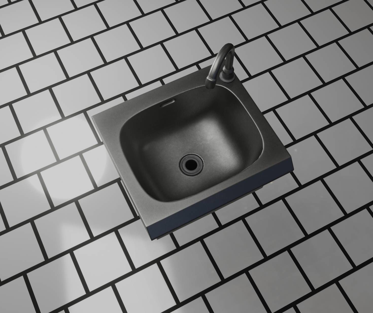 Public Metal Sink - 1 - Simple Low-poly 3D model_88