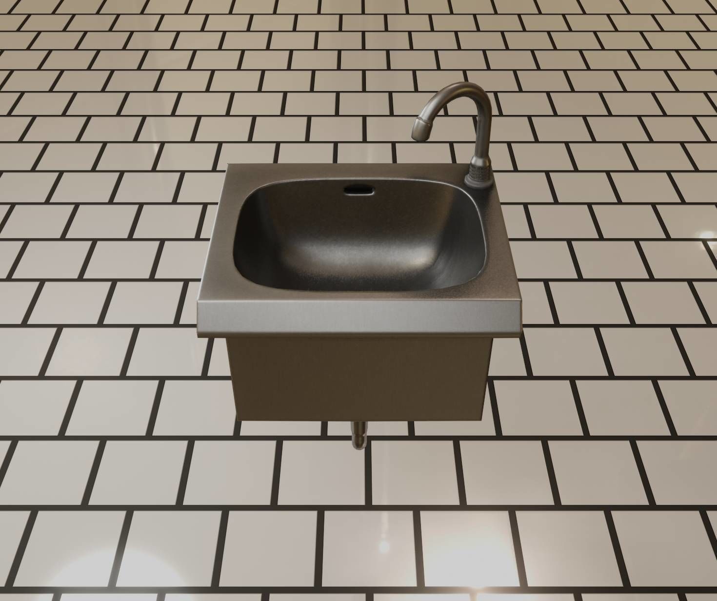 Public Metal Sink - 1 - Simple Low-poly 3D model_93