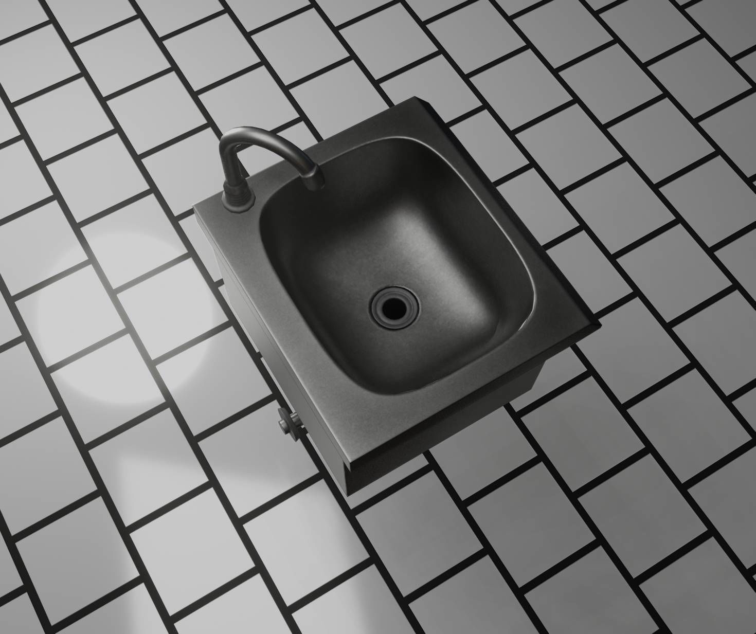 Public Metal Sink - 1 - Simple Low-poly 3D model_21