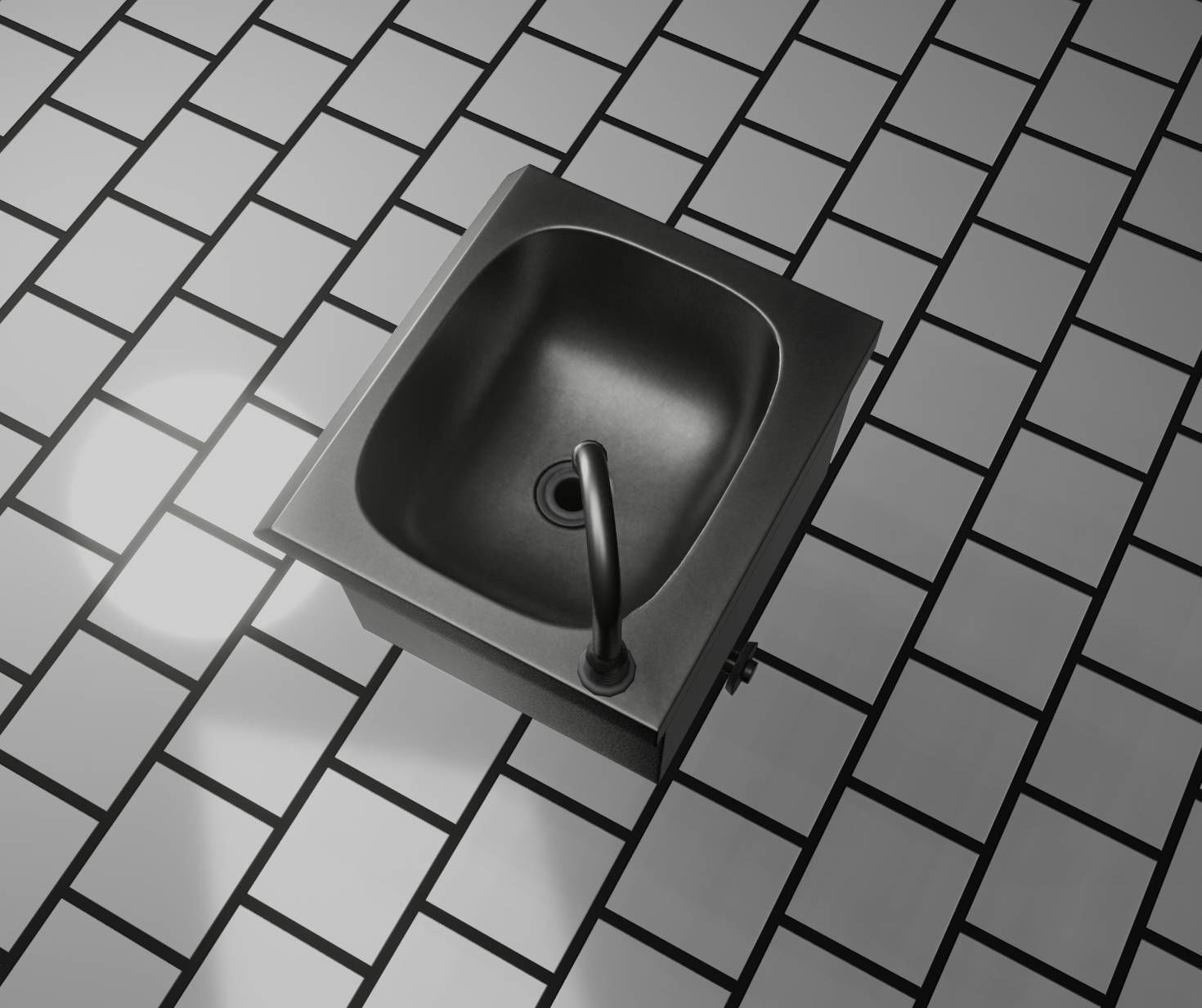 Public Metal Sink - 1 - Simple Low-poly 3D model_85