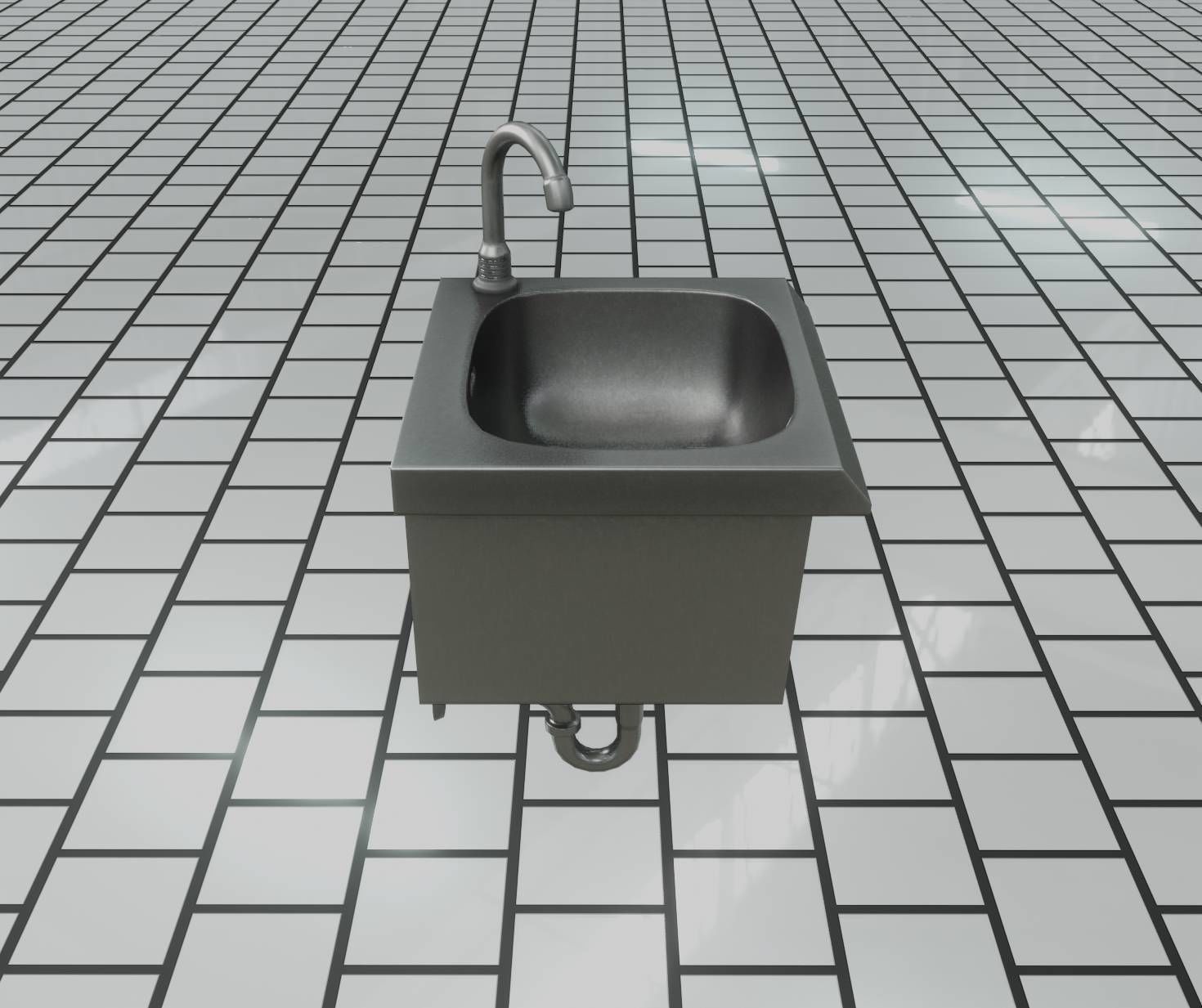 Public Metal Sink - 1 - Simple Low-poly 3D model_59
